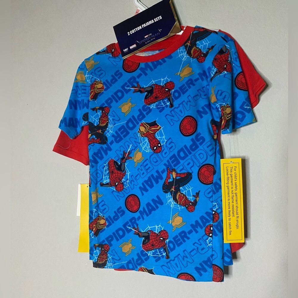 New Boy Spiderman Spider-man Spider man Pajamas Sleepwear set top short Size 10 - Picture 4 of 5